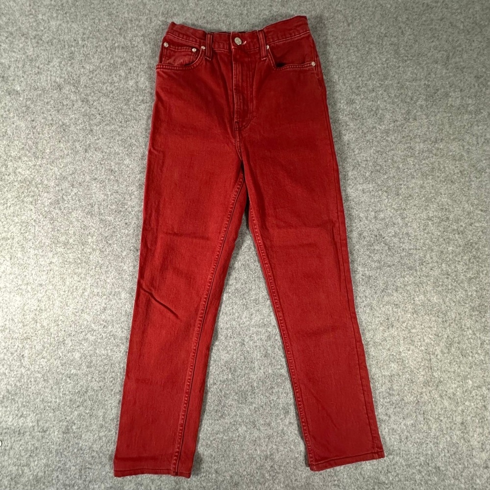 Helmut Lang Jeans Womens Size 26 Red High Rise Straight Leg Denim HLW42690